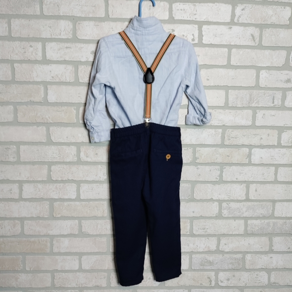 Zara Boys 3 Piece Suspender Set 2 Tone Blue Sz 3-5 Years - Picture 4 of 7